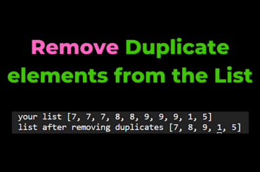 Remove Duplicate elements from the List