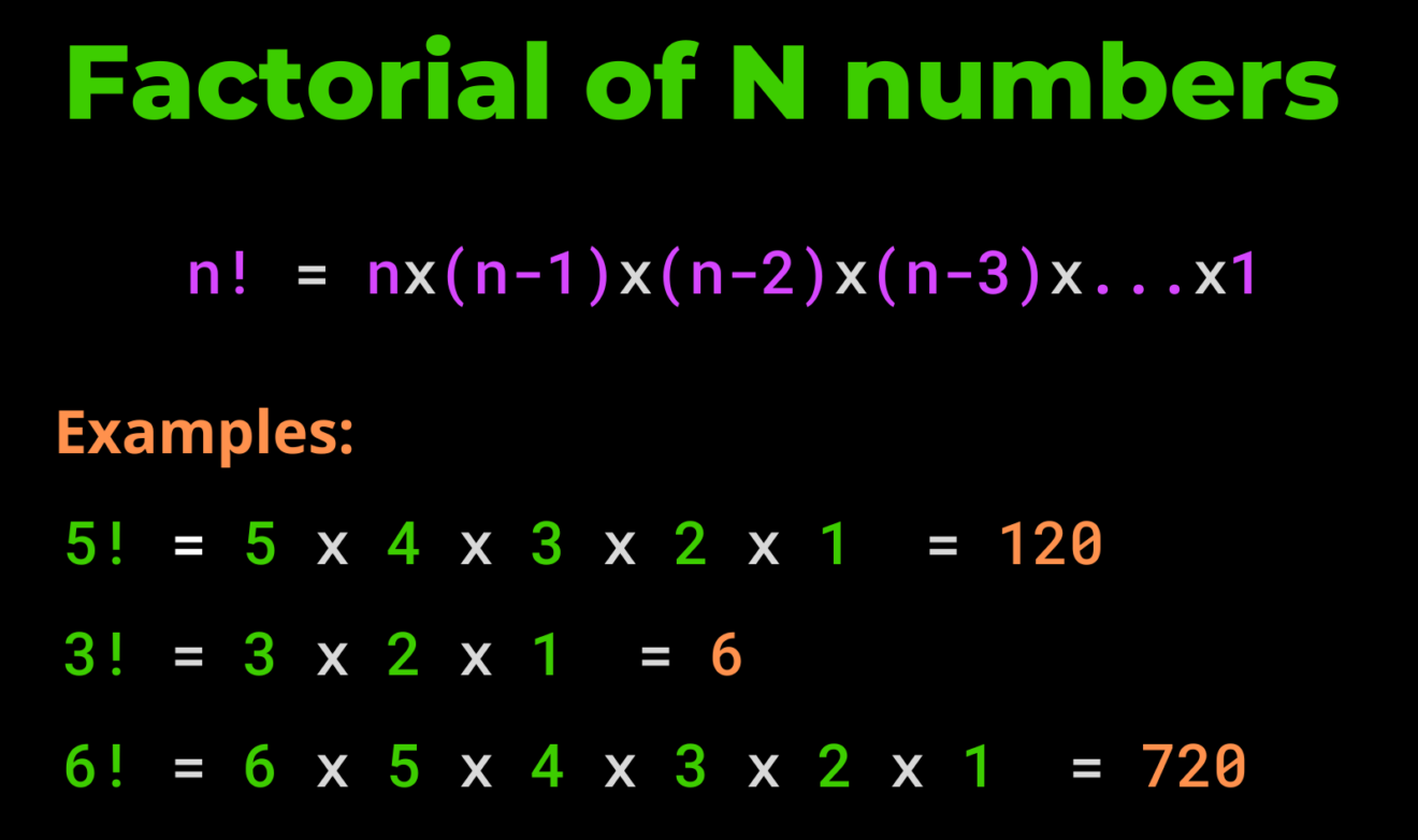 factorial of n numbers program in python